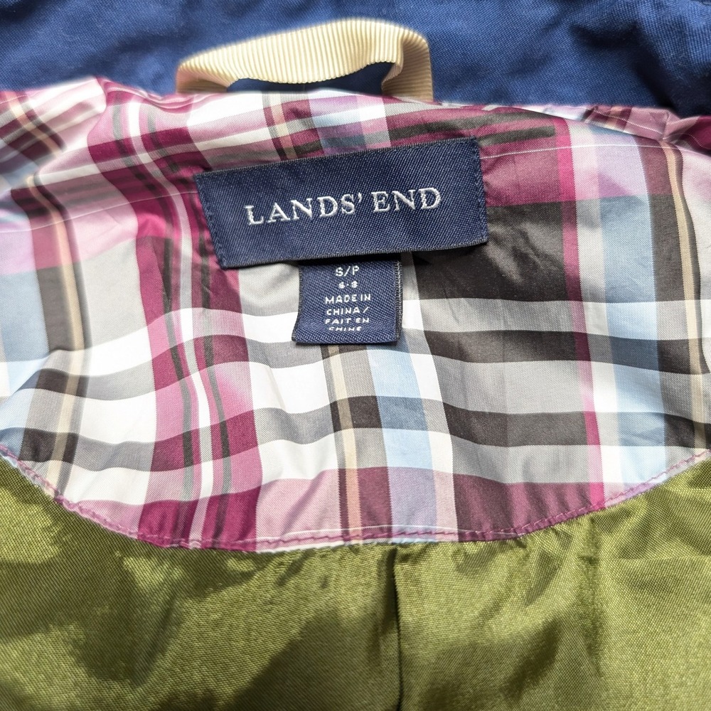 Lands' End‎ Women's Small Blue Trench Coat Button Up Lightweight - Picture 6 of 7
